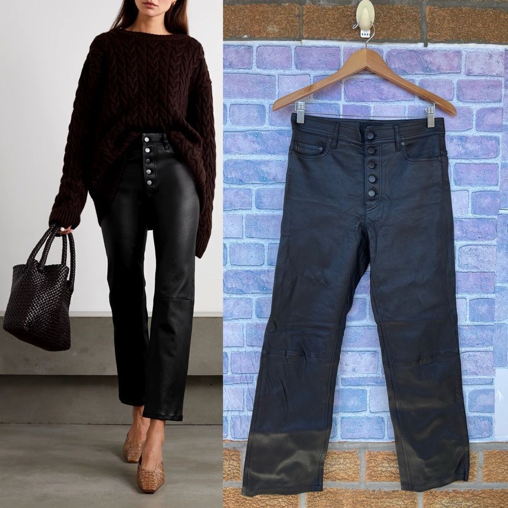 JOSEPH Den cropped leather straight-leg pants size 40/8